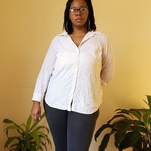 Ava & Viv Pus Size Striped Button Down Top